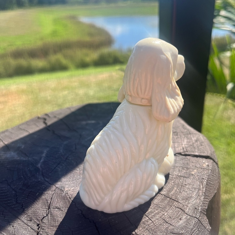 Avon Vintage Bottles Patchwork Cologne Decanter Cocker Spaniel White Dog - Picture 4 of 5